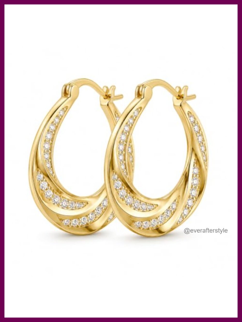 Dainty 14K Gold Plated Hoop Earrings Cubic Zirconia Hypoallergenic Huggie